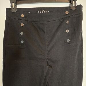 WHBM The Jegging stretch black denim 10 Sailor buttons
